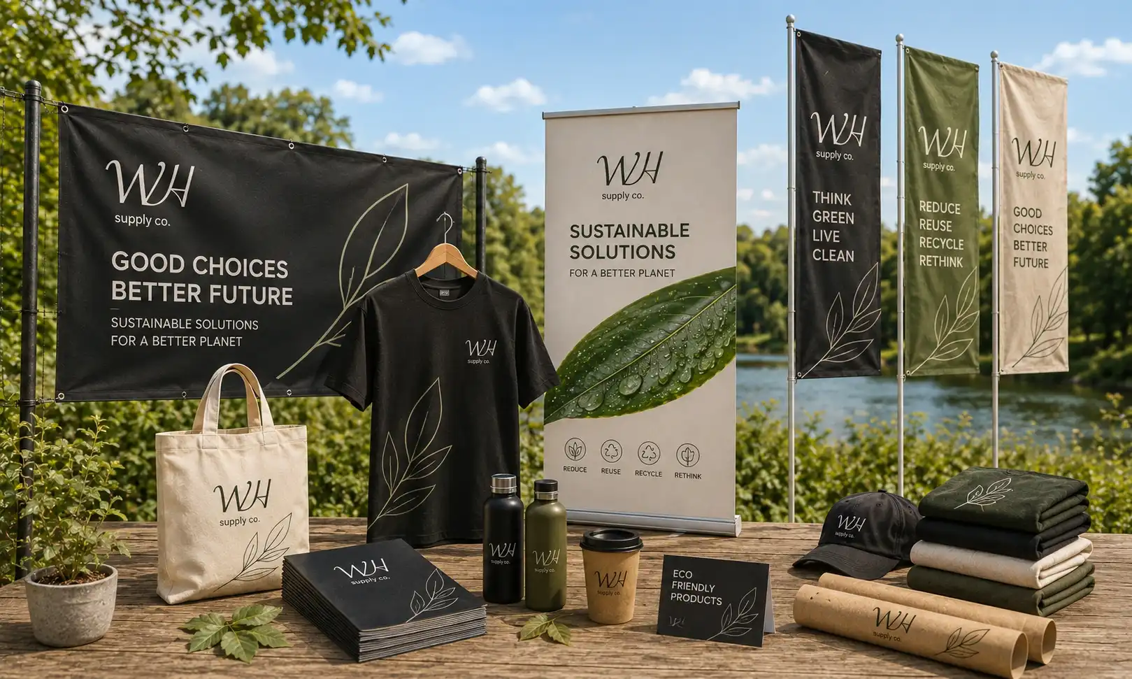 Eco-friendly branded products and sustainable display materials from WH Supply Co.