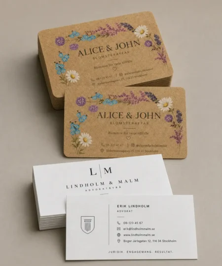 ECO recycled paper business cards with custom designs