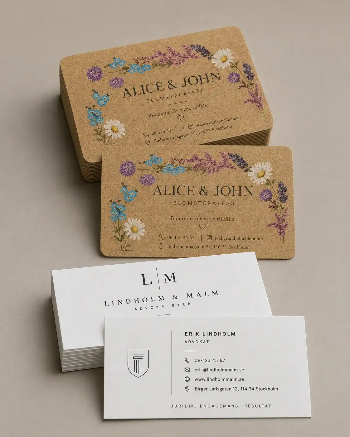 ECO recycled paper business cards with custom designs