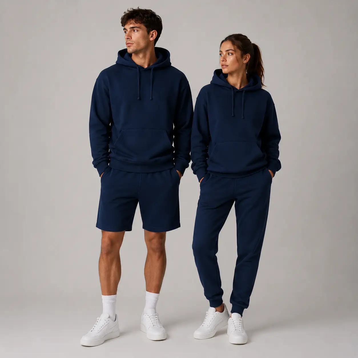 Matching branded clothing sets with custom apparel for businesses