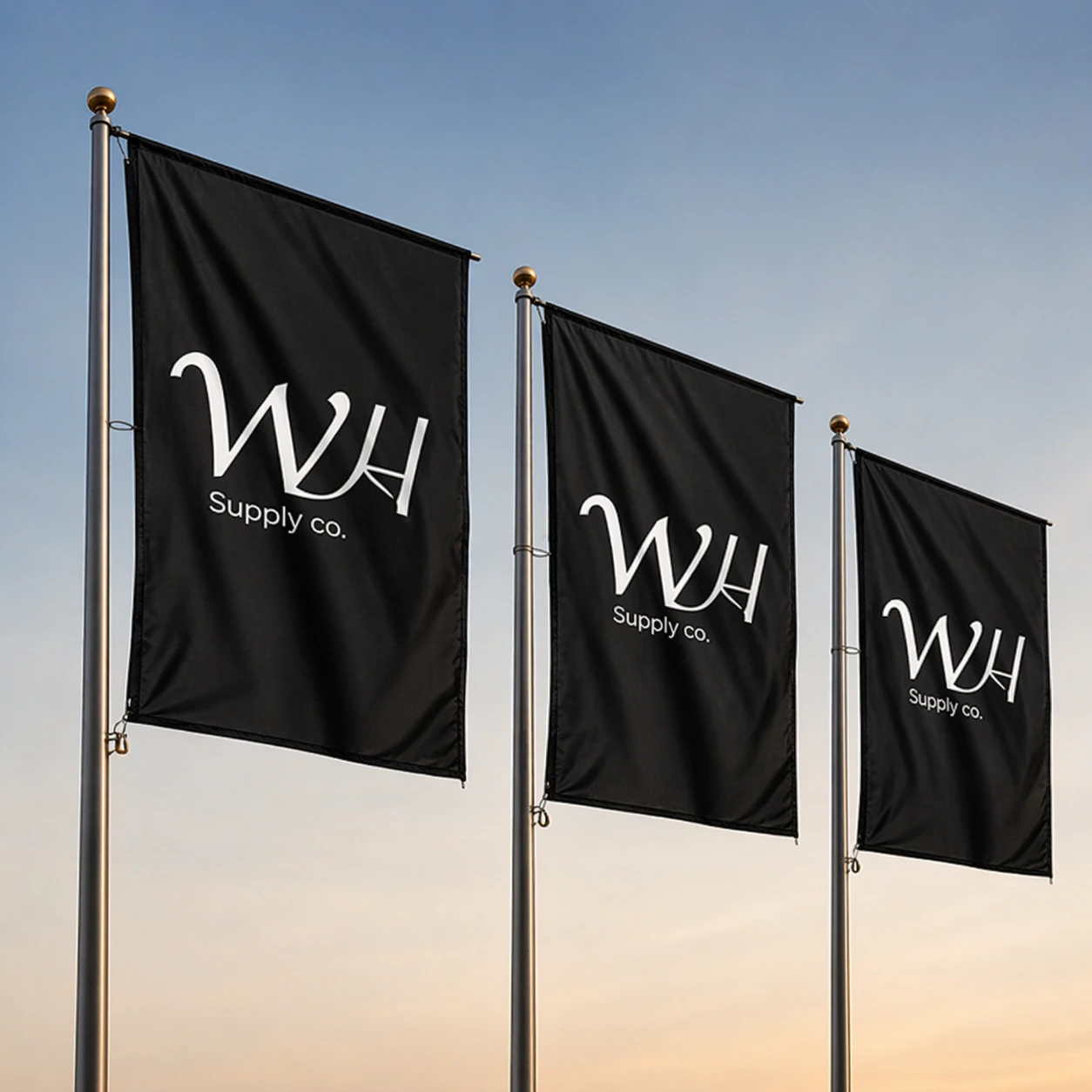 Custom printed flags for businesses, events and outdoor marketing by WH Supply Co.