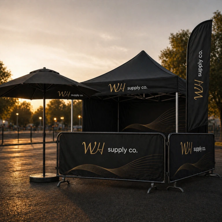 Branded event displays and promotional materials for businesses by WH Supply Co.