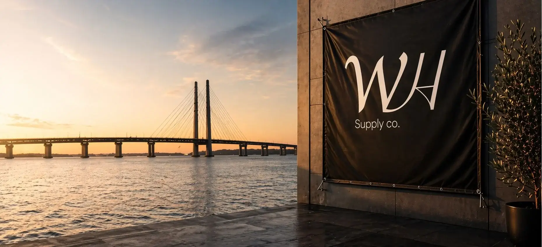 Printed banner for business and events by WH Supply Co. in Malmö